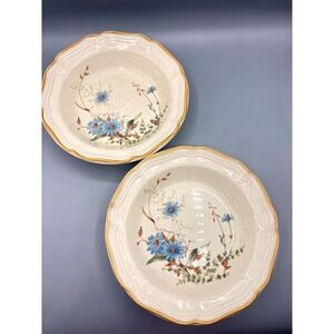 Mikasa Blue Daisies EB 804 Soup Cereal Bowls Set of 2 Vintage Stoneware Japan
